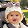 thumbnail image 4 of Wxirdiow Baby Girl Bonnet Baby Girls Boys Bonnet Cap Newborn Infant Soft Cotton Sun Hat Toddlers Breathable Christening Sun Protection Hat Purple Size,2-15 Months, 4 of 6