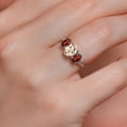 thumbnail image 4 of Gem Stone King 10K White Gold Morganite Peach Red Garnet and White Lab Grown Diamond 3 Stone Engagement Ring for Women (2.18 Cttw, Gemstone Birthstone, Available in Size 5, 6, 7, 8, 9), 4 of 5
