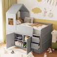 thumbnail image 4 of Harper & Bright Designs Twin House Loft Bed with Roof and Roll-Out Desk Desk, Wooden Twin Loft Bed Frame with Drawers and Cabinets for Boys Girls, Space Saving Loft Bed, Gray, 4 of 20