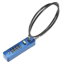 Uxcell Gate Locks for Outdoor Fence, 11.81 inch Length Steel Cable Rope 4-Digit Combination Lock Blue