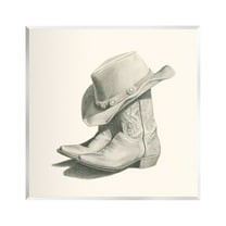 Stupell Industries Cowboy Boots Drawing Beauty & Fashion Drawing Unframed Art Print Wall Art, 12 x 12