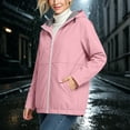 thumbnail image 6 of Women's Hooded Rain Jacket Outdoor Raincoat Windbreaker Women's Solid Color Jacket And Winter Fashion Casual Striped Lining Waterproof Hem Drawstring Hooded Drawstring Jacket, 6 of 9
