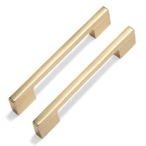 Goo-Ki 6-Pack 3.8'' HOLE CENTER Brushed Brass Zinc Alloy Solid Cabinet Handles Brushed Brass Drawer Handles