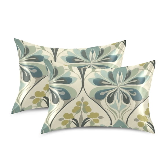 Yayeee Pillowcase Standard Size Set of 2 Satin Wrinkle Resistant Pillow Case, Beige Floral Pattern