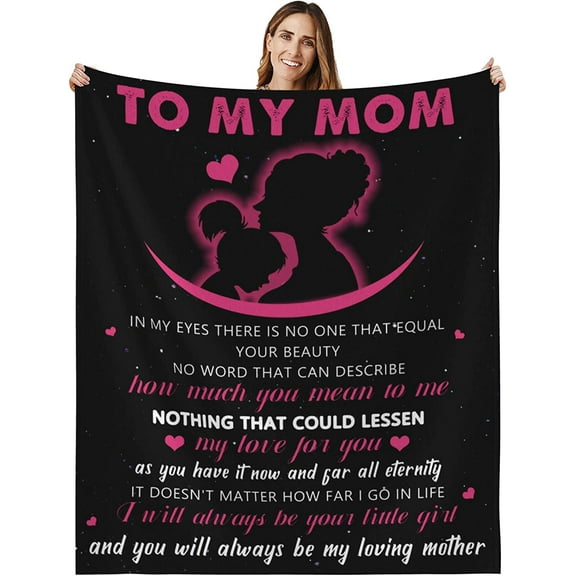 Throws Blankets to My Mom,Sofa Flannel Blanket Mother Gifts,Birthday Gifts for Mom Blanket with Loving Mother,Mom Gift Blankets from Daughter Son( 50x 60'''')