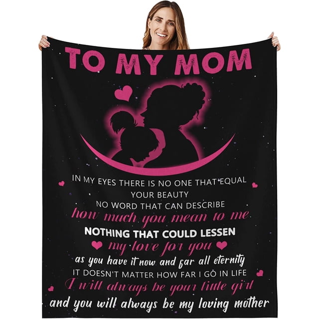 LHSHID Throws Blankets to My Mom Sofa Flannel Blanket Mother Gifts Birthday Gifts for Mom Blanket with Loving Mother Mom Gift Blankets from Daughter Son 30x40in