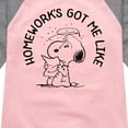 thumbnail image 3 of Peanuts - Homeworks Got Me Like - Toddler And Youth Girls Raglan Graphic T-Shirt, 3 of 6