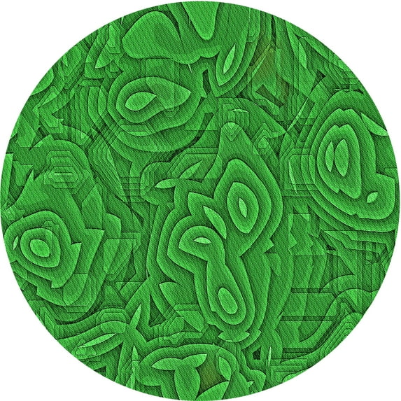Ahgly Company Indoor Round Patterned Green Area Rugs, 3' Round