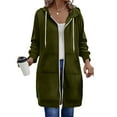 thumbnail image 5 of VISALY Zip Up Hoodies Oversized Hoodies Long Sleeve Long Tunic Sweatshirts Oversized Fleece Casual Fall Jacket Coat with Pocket Tops Loose Fit Hoodie Basic Hoodies Cute Hoodies Blackish Green L, 5 of 9