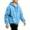 thumbnail image 5 of Eygvbb Men's Full Zip Hoodie Solid Long Sleeve Sweatshirt Jacket Drawstring Hood Front Pocket Loose Fit Fashion Casual Outerwear, 5 of 8