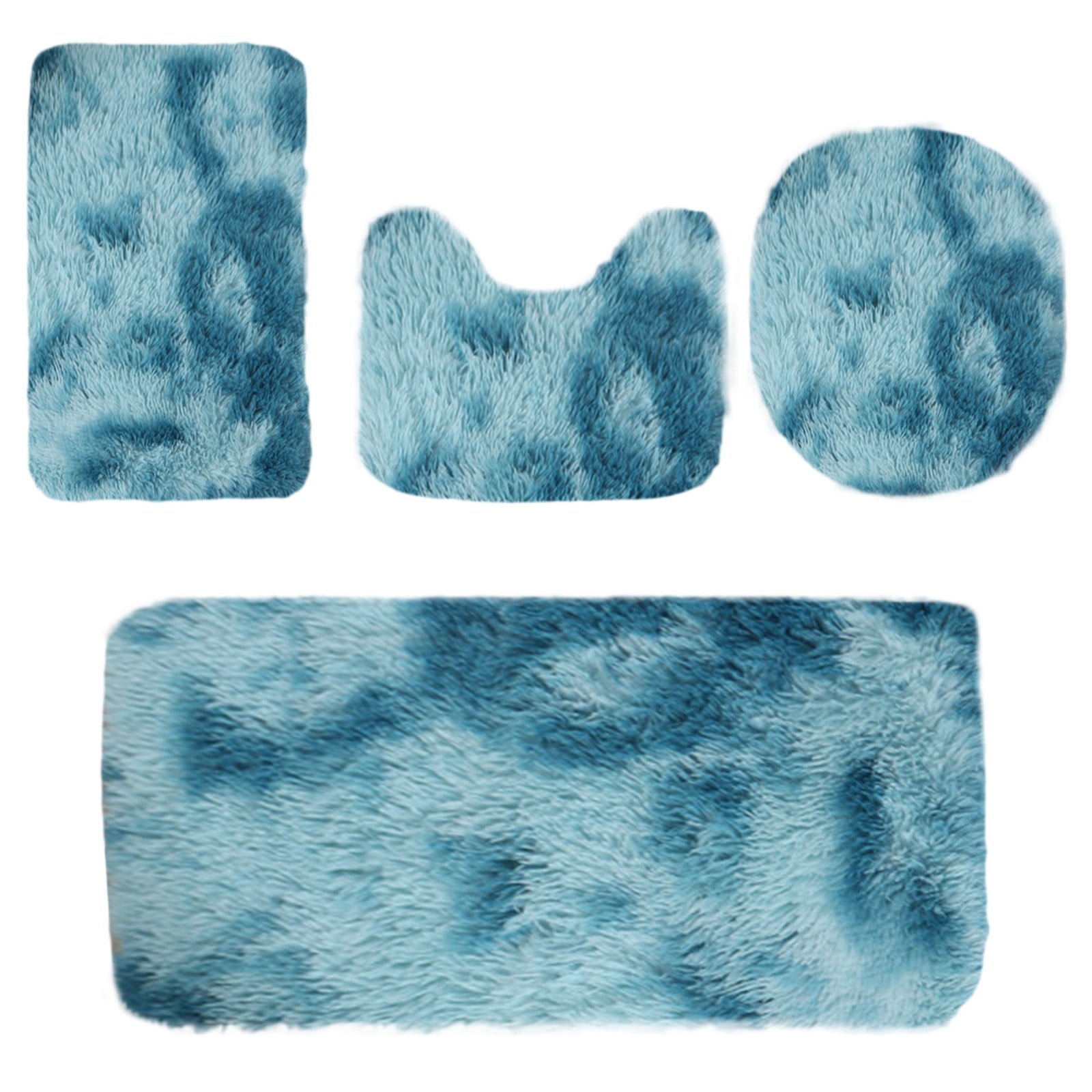 InsCrazy Bathroom Rugs Sets 4 Piece Mixed Colors Bath Mats Toilet Mats Universal Soft Comfortable Water Absorption Non-Slip Thick Machine Washable Easy Dry Dark Color