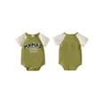 thumbnail image 2 of BemeyourBBs Newborn Baby Boy Summer Clothes Baby Boys Mama's Little Man Outfit Waffled Bubble Romper Casual Letter Embroidery Crew Neck Raglan Short Sleeve Bodysuit Jumpsuit, 2 of 9