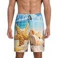 thumbnail image 2 of Picia Beach Starfish Shell Pajama Shorts for Men, Men's Pajama Bottoms, Sleepwear,Short Pajama Pants-, 2 of 9