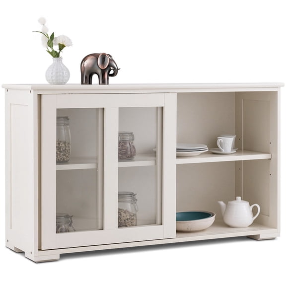 Costway Aparador de Cocina Armario de Almacenamiento Gabinete Consola con 2 Estantes 2 Puertas 106 x 33 x 62,5 cm Beige
