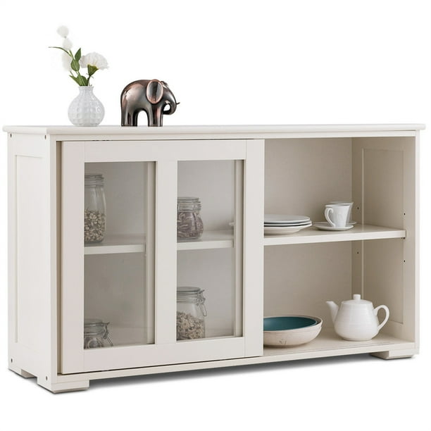 Costway Aparador de Cocina Armario de Almacenamiento Gabinete Consola con 2 Estantes 2 Puertas 106 x 33 x 62,5 cm Beige
