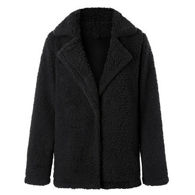 Ecqkame Winter Jackets for Women Teddy Bear Fleece Oversized-Fit