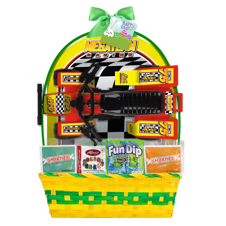 An Easter or gift basket for the man in your life. Mop bucket for washing  the car filled with candy…