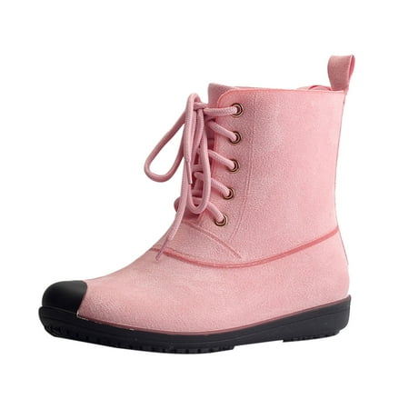 

Boots for Women Ladies Mid-tube Fashion Rain Boots Non-slip Plastic Matte Surface Lacing Waterproof Rain Boots For Women