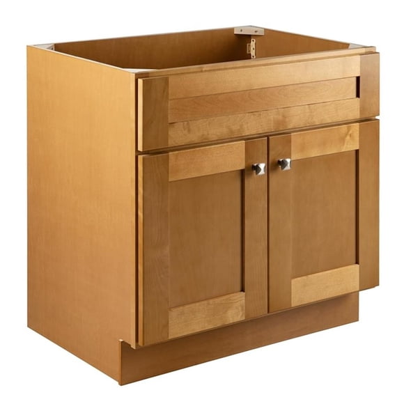 Pemberly Row Contemporary 30" Wood Bathroom Vanity Without Top in Birch