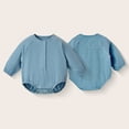 thumbnail image 6 of Mgmyaa Baby Boys Girls Pure Cotton Muslin Short Sleeve Bodysuit Snap Closure Summer Romper Newborn Jumpsuit for 3-24 Months, 6 of 9