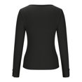 thumbnail image 5 of Long Sleeve Tops for Women Sexy Casual Love Heart Buttons Cozy Spandex Cotton T Shirts Slim Fit Plain Fall Tees (2XL, Black), 5 of 7