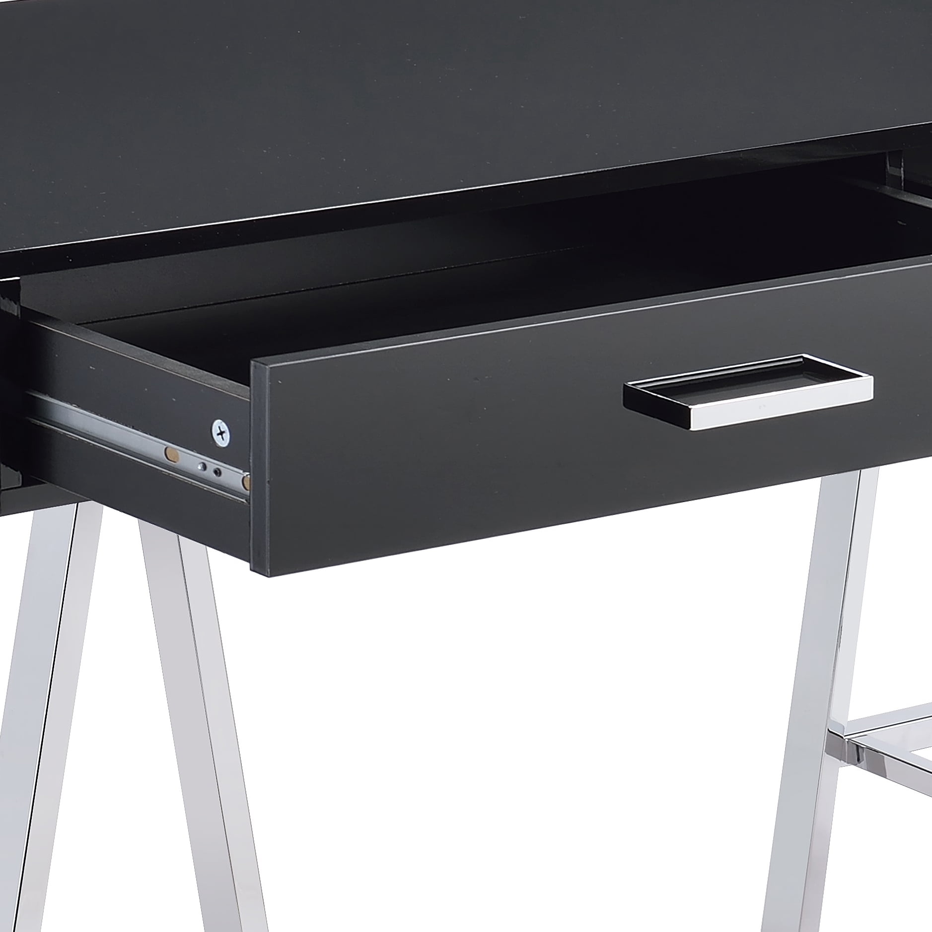 Astoutdoor Black High Gloss and Chrome Writing Desk with USB Port