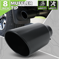 thumbnail image 2 of Magshion 5 Inch Inlet 8Inch Outlet Stainless Steel 15" Exhaust Muffler Tip Straight-Through Slant Cut Roll Tip, Black, 2 of 10