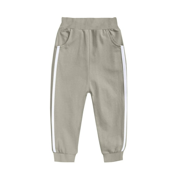 Children's Sweatpants Casual Solid Color Comfortable Joggers Long Pants Elastic Waist Drawstring Sports Trousers Gray 8-9 Years