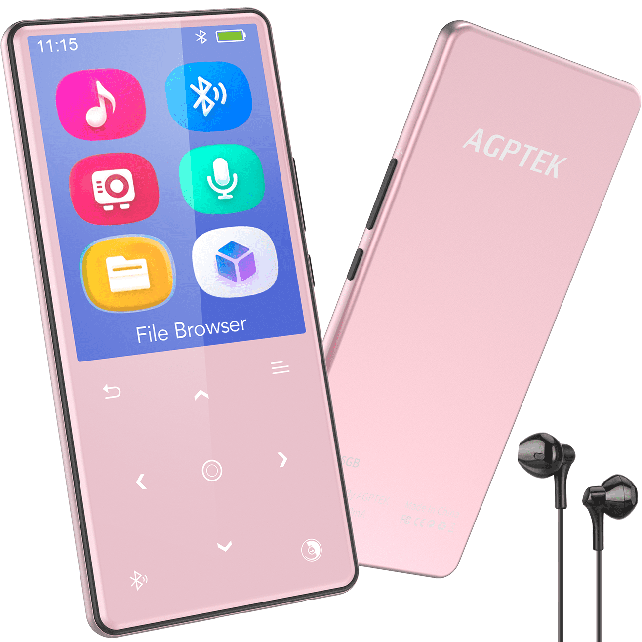 FM Radio and Recording Lossless Sound Hifi Music Players with Break Point Memory Support up to 128GB Black AGPTEK 16G Bluetooth MP3 Player Built-in Speaker with Headphones