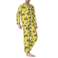 thumbnail image 2 of Honeii Honeybee Pattern Mens Pajamas Set,2pcs Men's Lounge Long Sleeve Sleep Shirt and Pajama Bottoms Sleepwear Set,Mens Pjs Sets-X-Large, 2 of 7