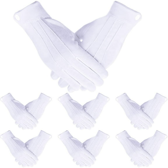 10 Pairs White Cotton Marching Gloves Formal Tuxedo Guard Parade Gloves