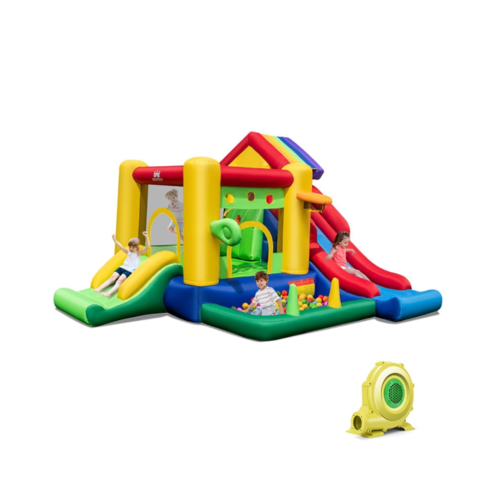 Aimee Lii Inflatable Bounce Castle with Double Slides and 735W Blower, Bounce House for Kids 3-10