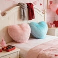 thumbnail image 5 of 1Pc 15.7"×19.7" Valentine's Day Heart Throw Pillow, Faux Fur Colorful Throw Pillows, Heart Shaped Pillows for Living Room Bed Sofa Red (Pillowcase with Pillow Core), 5 of 7