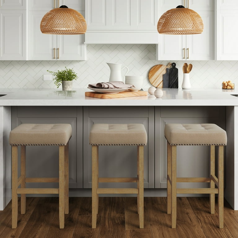 Nathan James Hylie Nailhead Wood Pub Height Kitchen Counter Bar