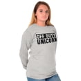 thumbnail image 3 of Off Duty Unicorn Fantasy Women's Long Sleeve T Shirt Brisco Brands M, 3 of 5