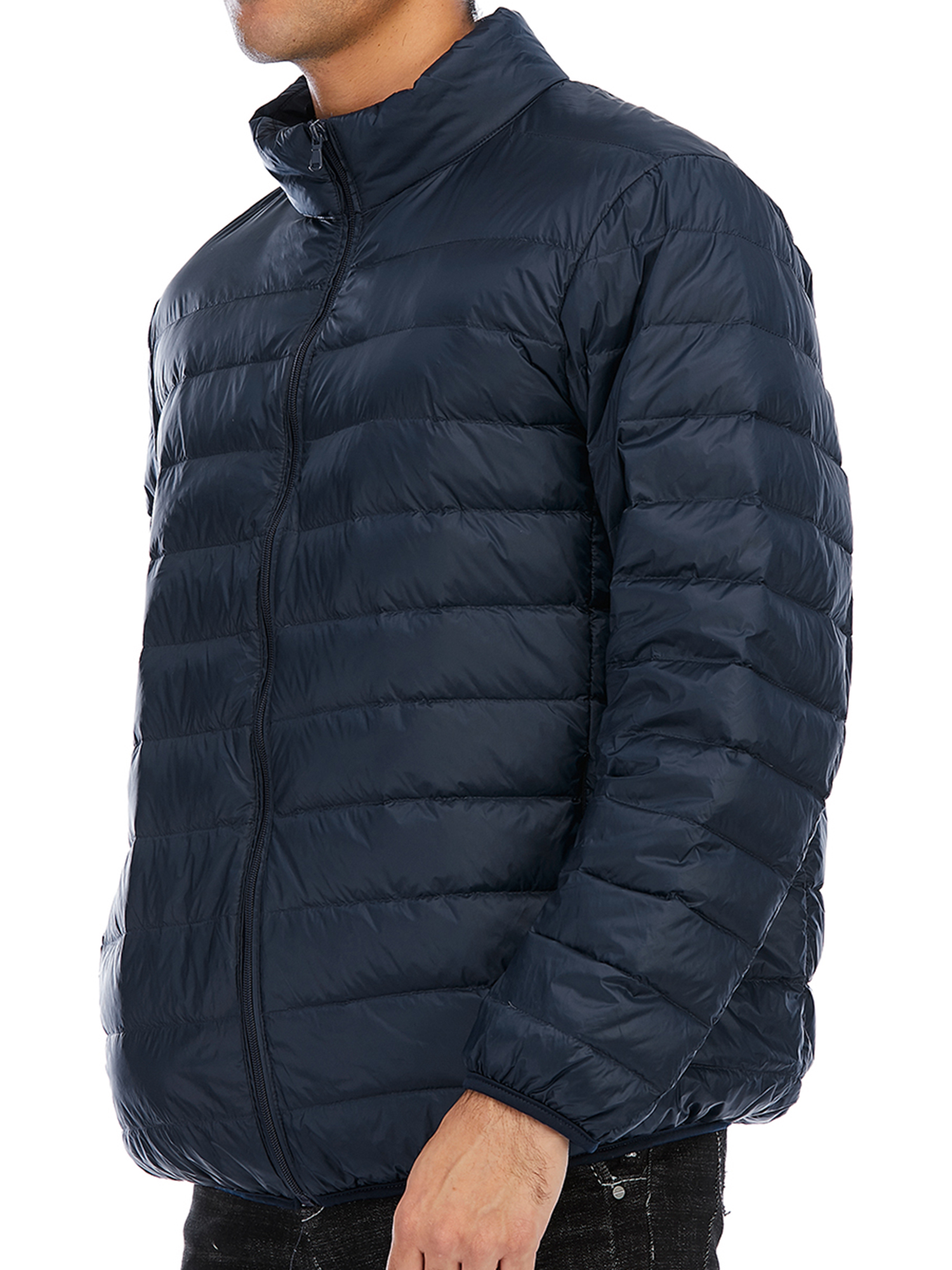 FOCUSSEXY Mens Down Puffer Jacket Lightweight Packable Winter Coat Men's Down Puffer Jacket Warm Casual Outdoor Zipper Jacket Packable Puffer Jacket, Blue - image 5 of 7