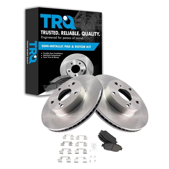 TRQ Front Brake Pad & Rotor Kit Brake Pads Brake Rotor Semi-Metallic Fits Select 2005-2015 Toyota Tacoma