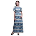 thumbnail image 1 of Bimba Rayon Geometric Ikat Ladies Long Gown Boho Beach Cocktail Party Maxi SlitDress-X-Large, 1 of 6