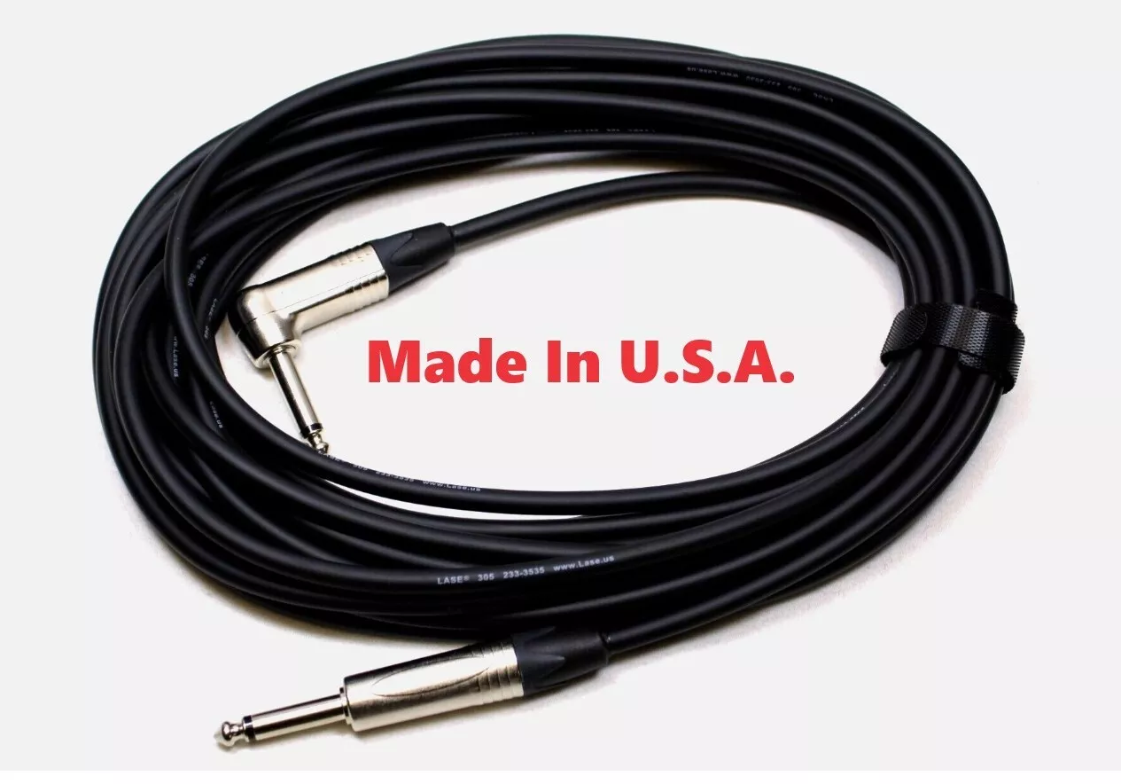 LASE 20 Ft Instrument Cable w/NEUTRIK NP2X & NP2RX 1/4" Right Angle Cable Nickel