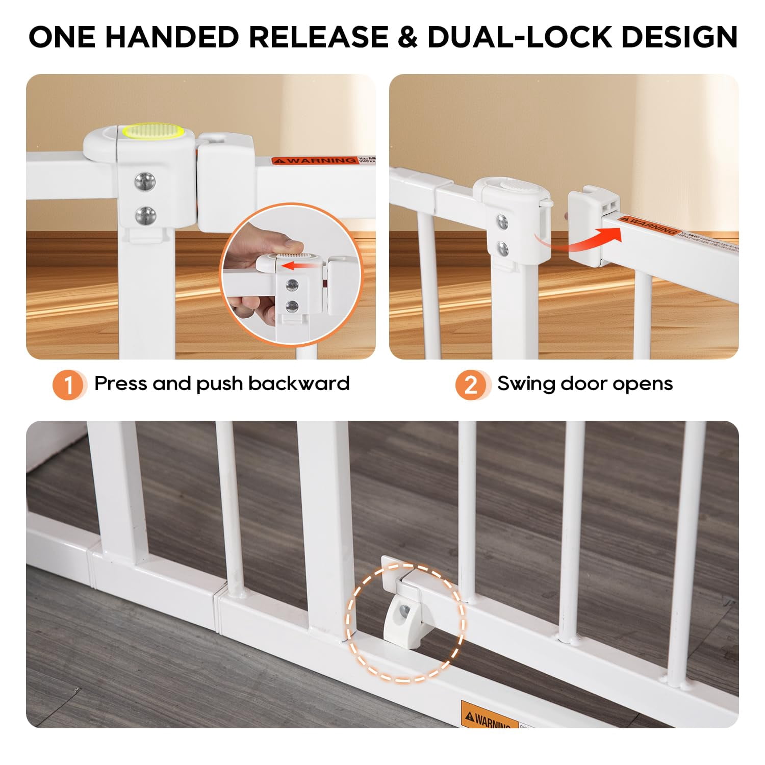 BORGEBY 30”Tall Dog Gate, Fits 28.5”-39.7” Wide Openings,Adjustable Safety Pets Gates for Stairs & Doorways,White