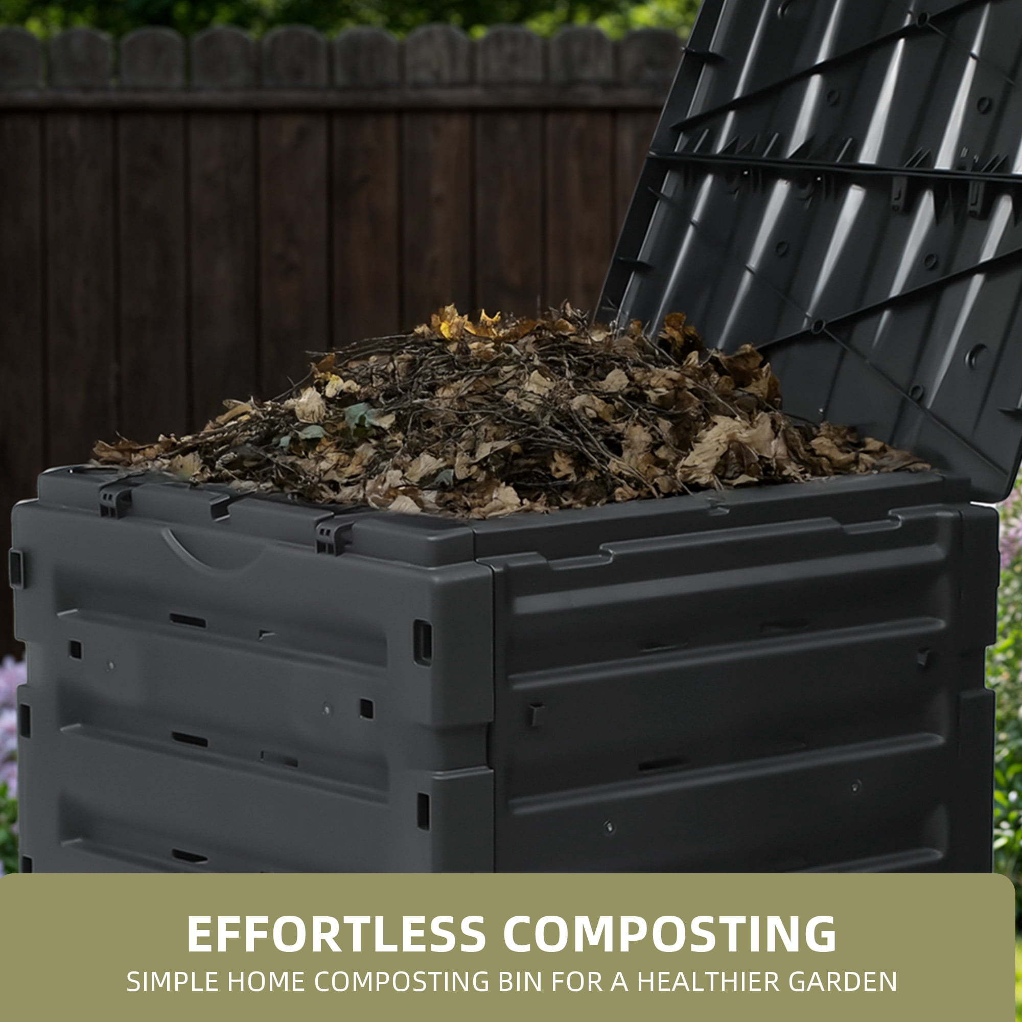Uforic 120 Gallon Outdoor Compost Bin 450L Large Composter with Snap-On Lid & Aeration System, Lightweight Garden Compost Barrel Tumbler for Yard Lawn, Easy Assembly