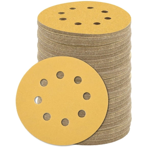 SATC 50Pcs 5"(125mm) Sanding Discs Hook and Loop 8-Hole Sandpaper 400 Grit for Polishing