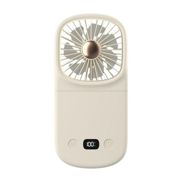 Mini ventilador portátil para colgar, pequeño ventilador personal de escritorio para mochileros, camping, soporte para teléfono Blanco