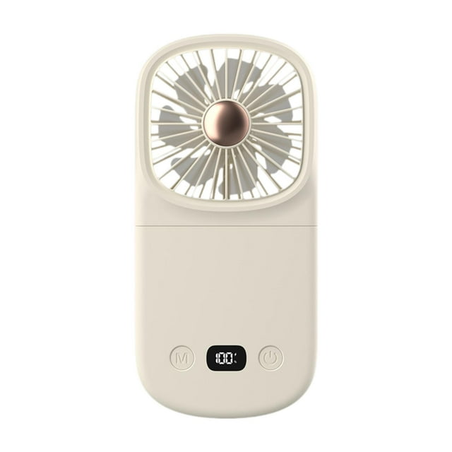Mini ventilador portátil para colgar, pequeño ventilador personal, recargable por USB, soporte para teléfono plegable Blanco