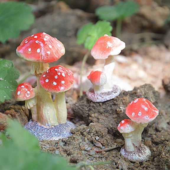 Masteelf Colorful Resin Miniature Fairy Garden Decorations Realistic Mushroom Ornaments for Terrariums and Home Decor 1.8 x 1.7 x 3cm