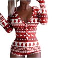 thumbnail image 1 of Pijama de una pieza con solapa para mujer, estampado navideño, ropa de dormir Sexy con solapa en el trasero, peleles con cuello de botón bonito, mono para dormir Fridja hfkajh102732, 1 of 7