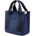 thumbnail image 3 of Xiao Hua Bolso de mano de lona de gran capacidad con múltiples bolsillos, tipo bandolera, para mujer, hecho a mano en Japón, color azul marino., 3 of 3
