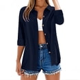thumbnail image 4 of Button Down Shirts for Women, Fadeal Womens Cotton Linen Button Down Shirt Womens Button Down Blouse Navy 4XL, 4 of 4
