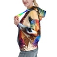 thumbnail image 3 of Yiaed Colorful Art Dog Print Womens Casual Hoodies Crew Neck Long Sleeve Sweatshirts With Pocket Pullover Tops Women's Hooded Sweatshirt-X-Large, 3 of 5