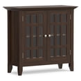 thumbnail image 2 of Simpli Home Bedford 32 inch Wide Solid Wood Transitional Low Storage Media Cabinet in Dark Tobacco Brown, 2 of 11